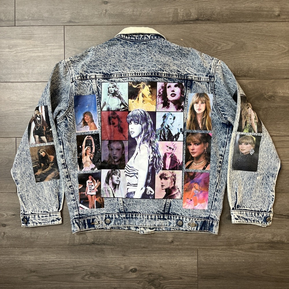 Taylor Swift Sz 44 Denim Jean Jacket Acid Wash Button Up